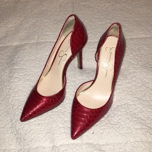 Jessica Simpson Red snake pumps